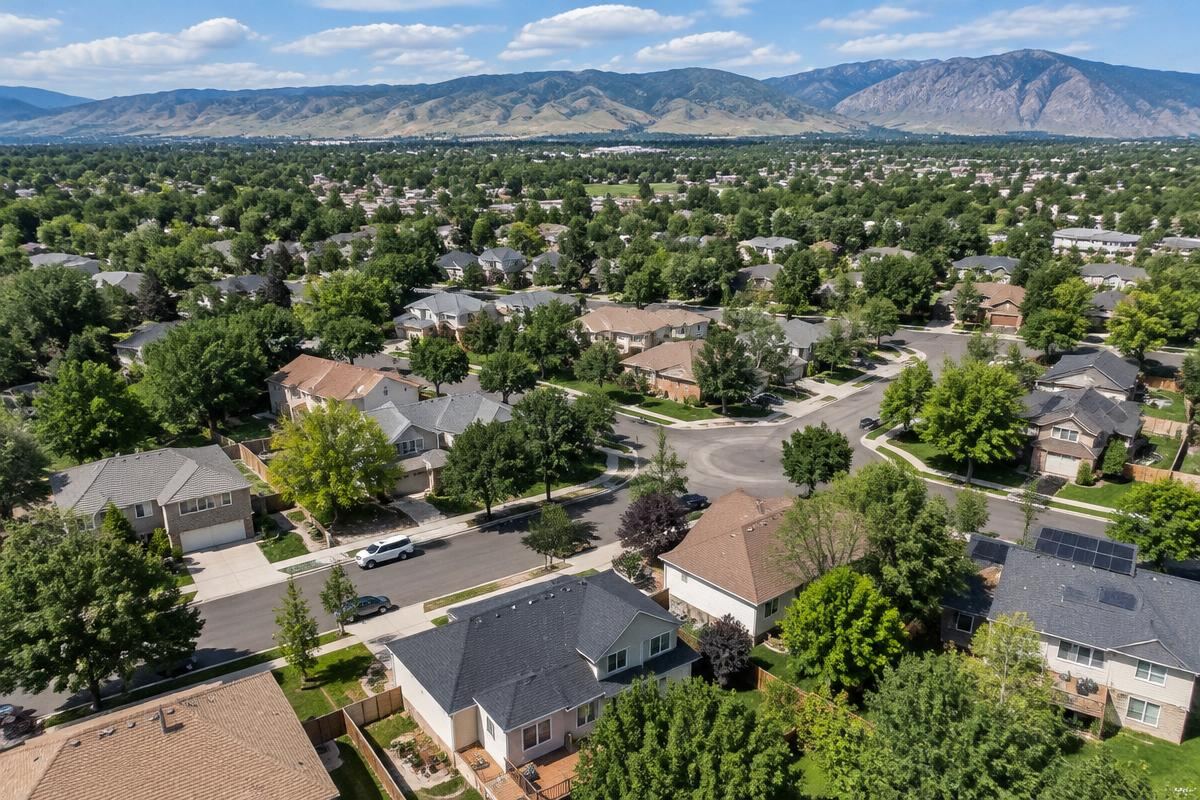 Residential rooftops in Edgewater, Colorado